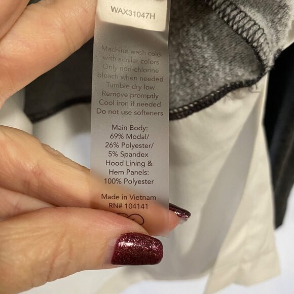 CALIA by Carrie Underwood Effortless Mixed Media Dark Heather Grey Hoodie Size L - Picture 4 of 7